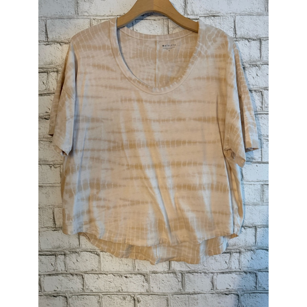 Women's Athleta Short Sleeve Organic Cotton Daily Oversized Tee Tan size Small